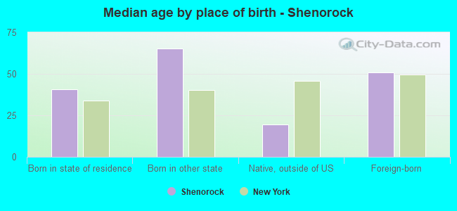 Median age by place of birth - Shenorock