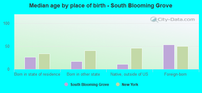 Median age by place of birth - South Blooming Grove