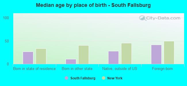 Median age by place of birth - South Fallsburg