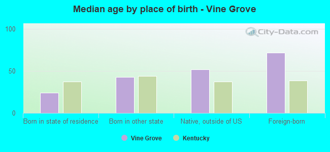 Median age by place of birth - Vine Grove