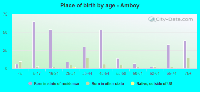 Place of birth by age -  Amboy