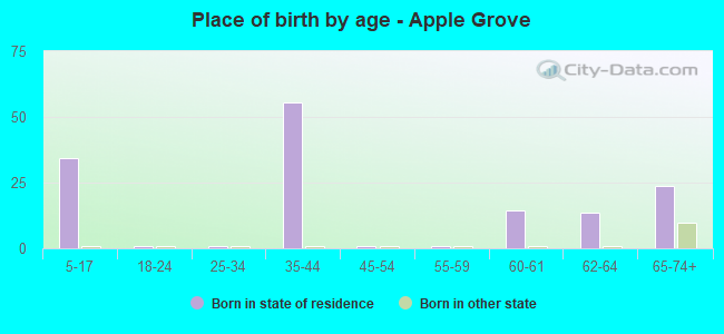 Place of birth by age -  Apple Grove