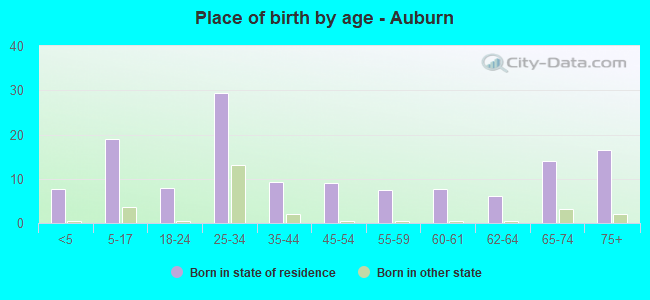 Place of birth by age -  Auburn