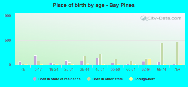 Place of birth by age -  Bay Pines