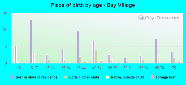 Place of birth by age -  Bay Village