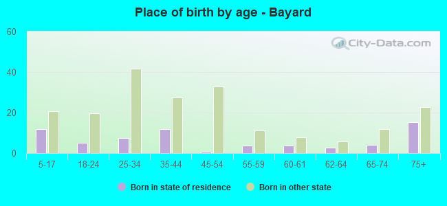 Place of birth by age -  Bayard