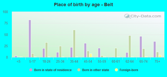 Place of birth by age -  Belt
