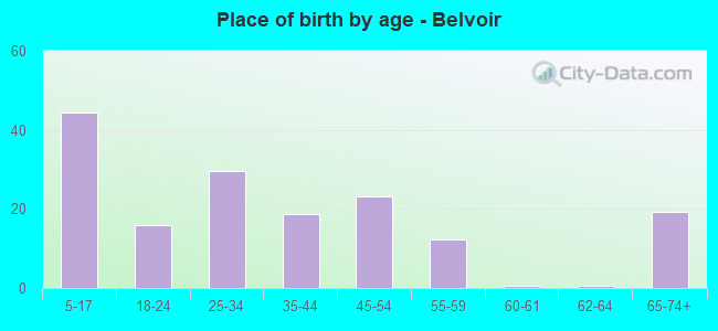 Place of birth by age -  Belvoir