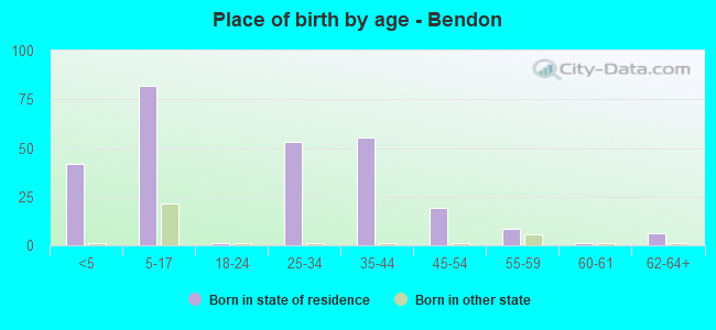 Place of birth by age -  Bendon