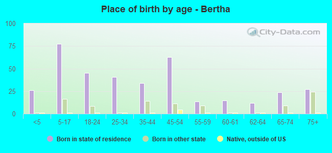 Place of birth by age -  Bertha