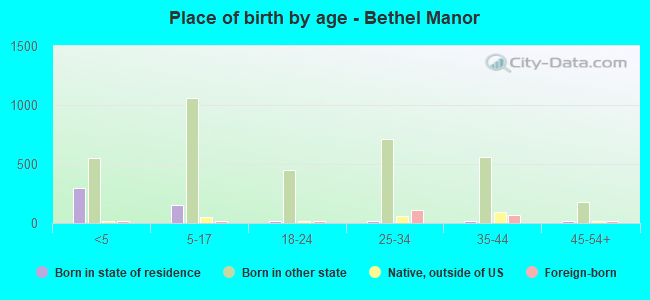Place of birth by age -  Bethel Manor