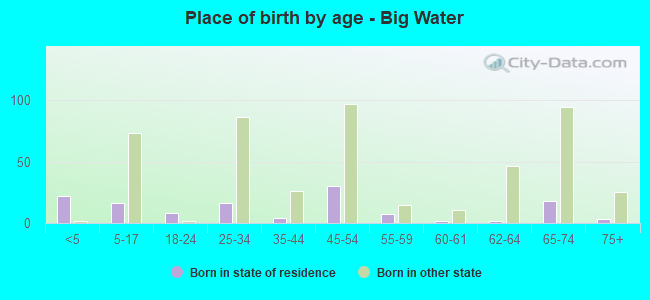 Place of birth by age -  Big Water