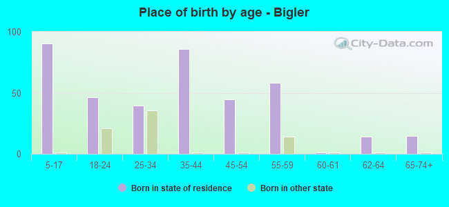 Place of birth by age -  Bigler