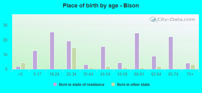 Place of birth by age -  Bison