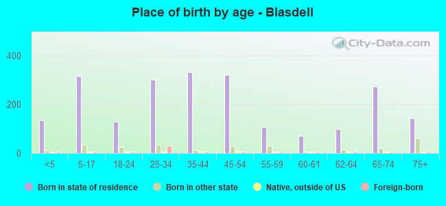Place of birth by age -  Blasdell
