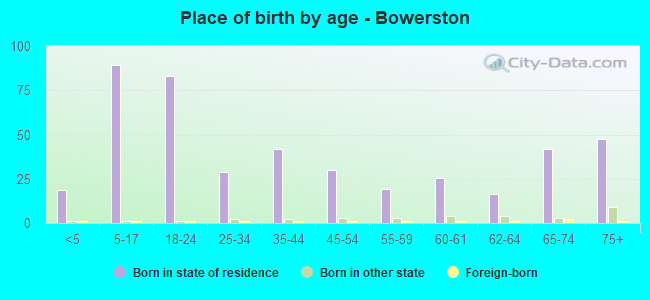 Place of birth by age -  Bowerston