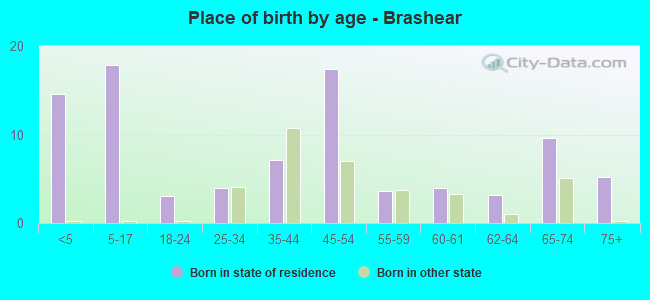 Place of birth by age -  Brashear