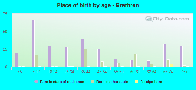 Place of birth by age -  Brethren