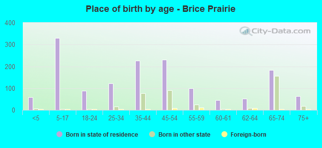 Place of birth by age -  Brice Prairie