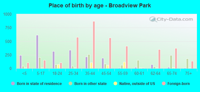 Place of birth by age -  Broadview Park