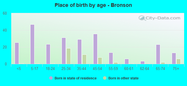 Place of birth by age -  Bronson