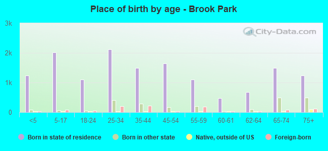Place of birth by age -  Brook Park