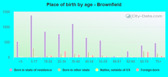 Place of birth by age -  Brownfield