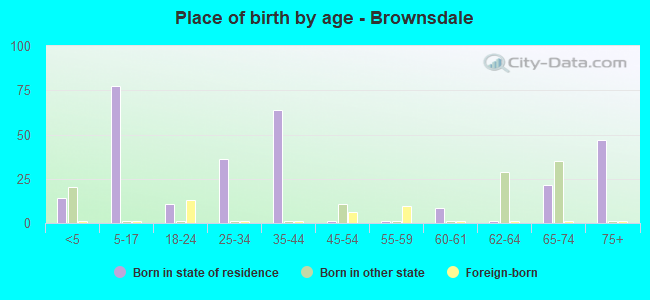 Place of birth by age -  Brownsdale