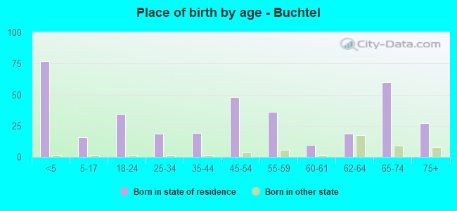 Place of birth by age -  Buchtel