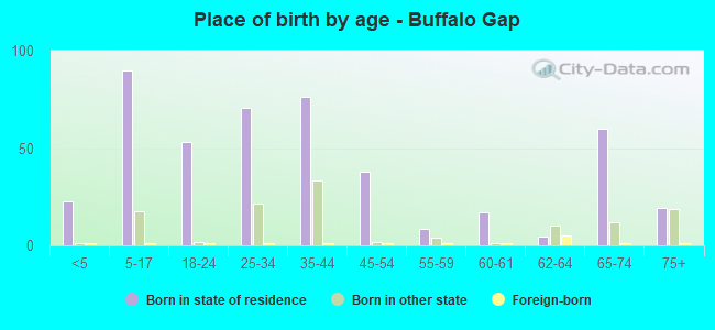 Place of birth by age -  Buffalo Gap