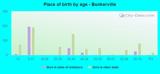 Place of birth by age -  Bunkerville