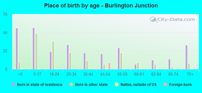 Place of birth by age -  Burlington Junction