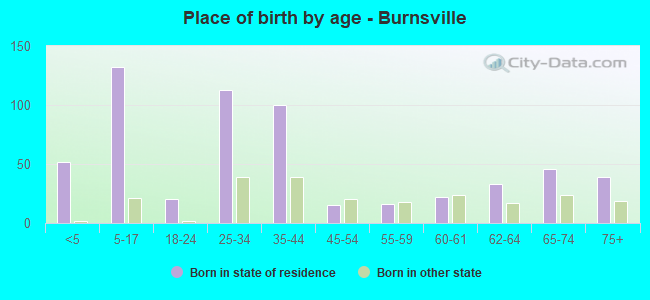 Place of birth by age -  Burnsville