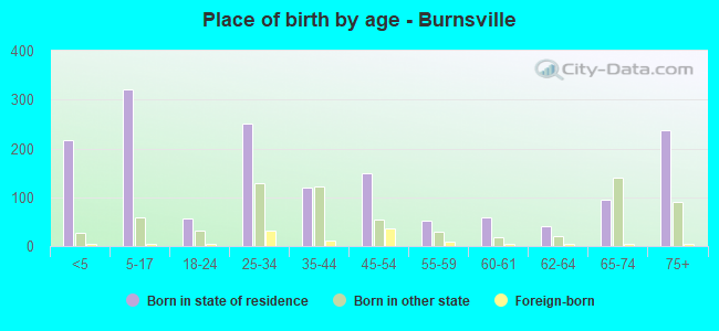 Place of birth by age -  Burnsville