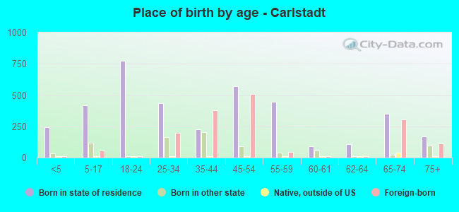 Place of birth by age -  Carlstadt
