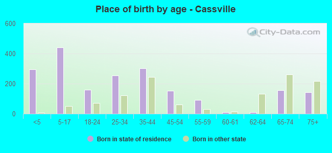 Place of birth by age -  Cassville