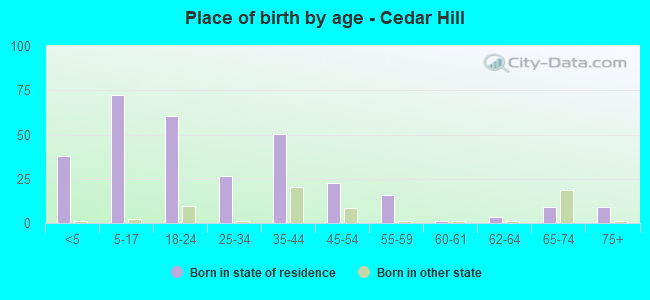 Place of birth by age -  Cedar Hill
