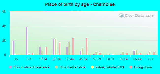 Place of birth by age -  Chamblee