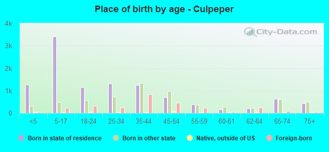 Place of birth by age -  Culpeper