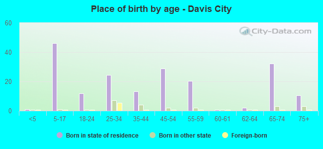Place of birth by age -  Davis City