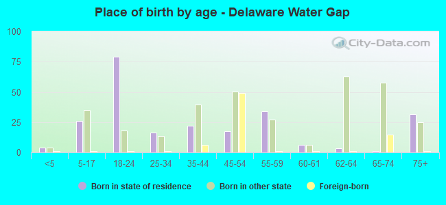 Place of birth by age -  Delaware Water Gap