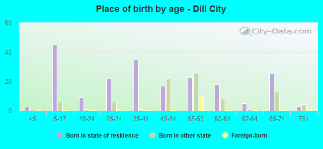 Place of birth by age -  Dill City