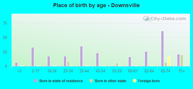 Place of birth by age -  Downsville