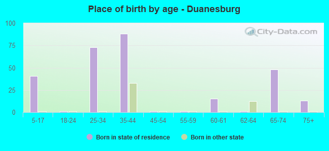 Place of birth by age -  Duanesburg