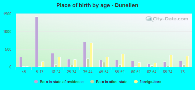 Place of birth by age -  Dunellen