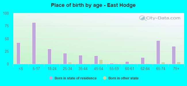 Place of birth by age -  East Hodge