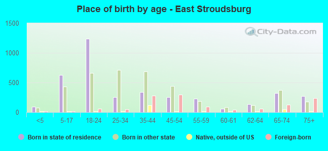 Place of birth by age -  East Stroudsburg