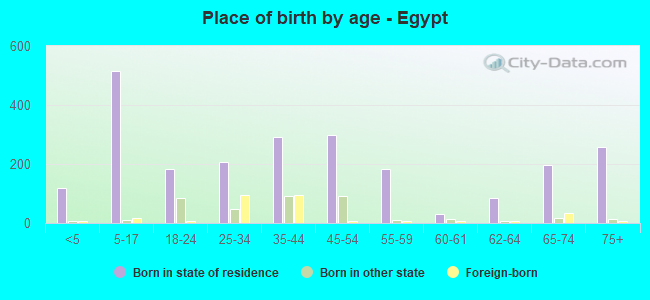 Place of birth by age -  Egypt