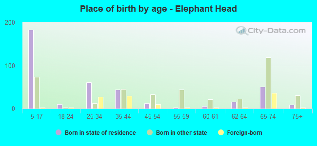 Place of birth by age -  Elephant Head
