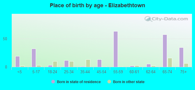 Place of birth by age -  Elizabethtown